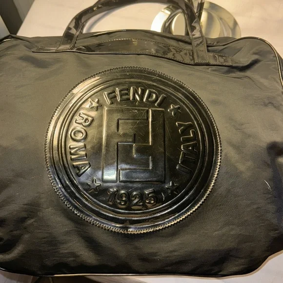 Fendi Patent-Trimmed Nylon Shoulder Bag GUC - Picture 5 of 13